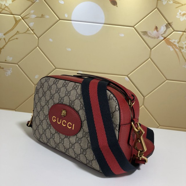 Gucci包包 476466 古馳Gucci老虎頭包 Gucci紅綠織帶相機包  gqy1859